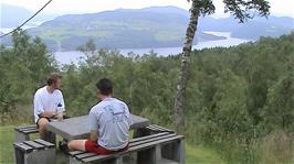 A short refreshment stop on top of the final hill before Hjelmeland, 34.8 miles into the ride